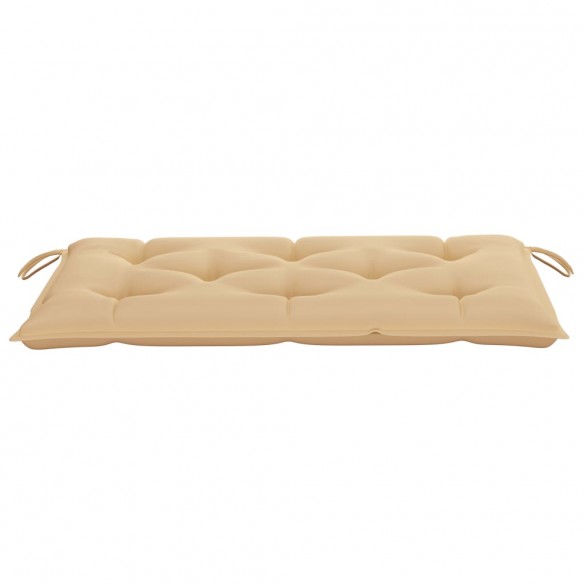 Banc de jardin avec coussin beige 112 cm Bois de teck massif