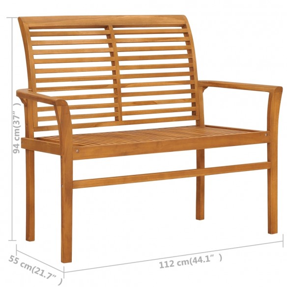 Banc de jardin avec coussin beige 112 cm Bois de teck massif