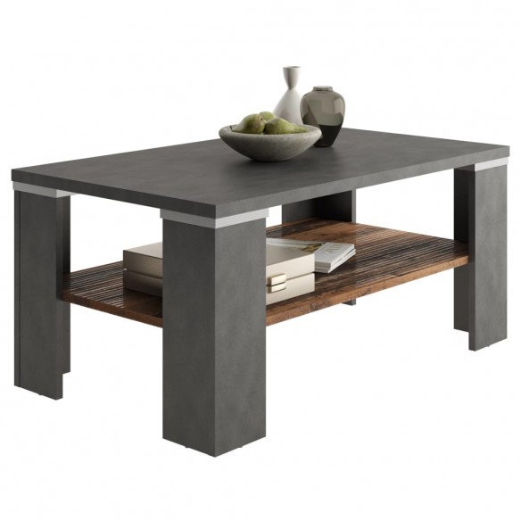 FMD Table basse avec étagère Gris Matera et style ancien