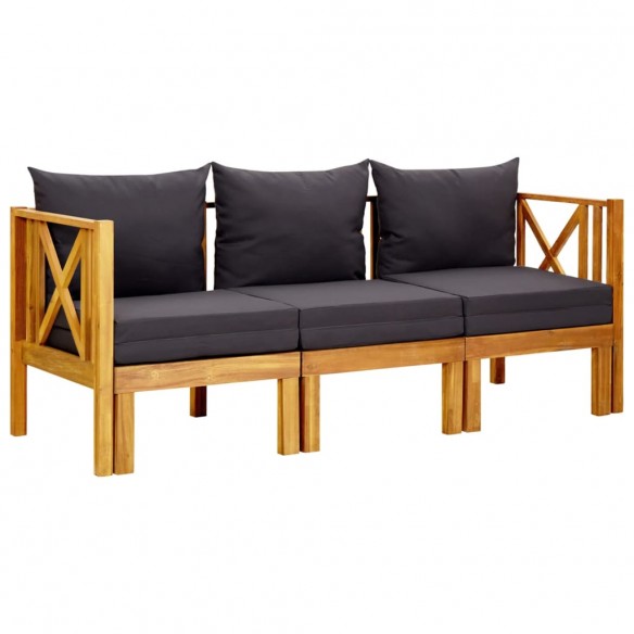 Banc de jardin 3 places et coussins 179 cm Bois d'acacia massif