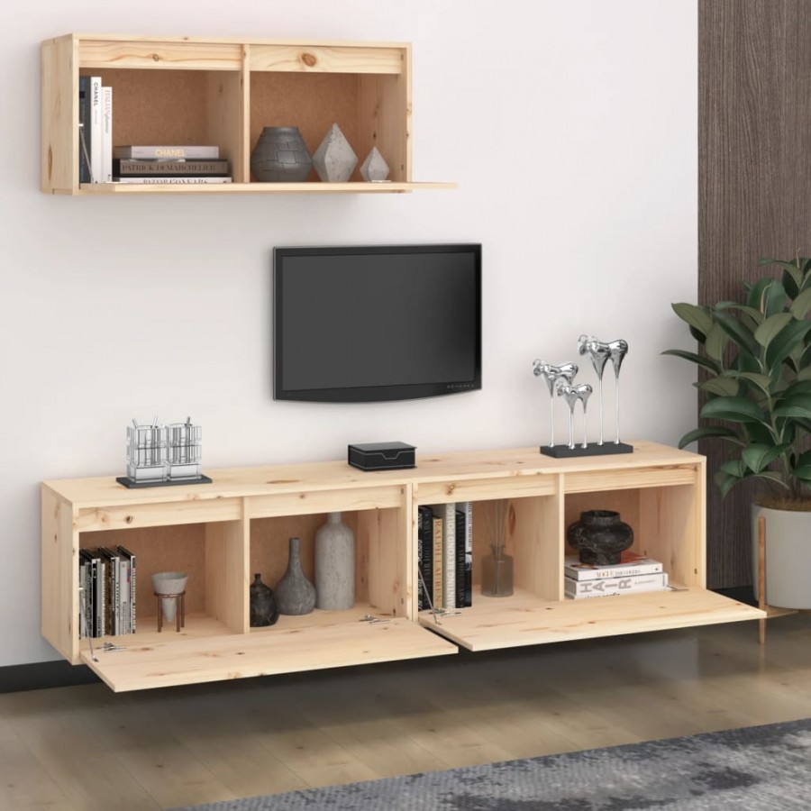 Meubles TV 3 pcs Bois massif de pin Meubles TV 3 pcs Bois massif de pin