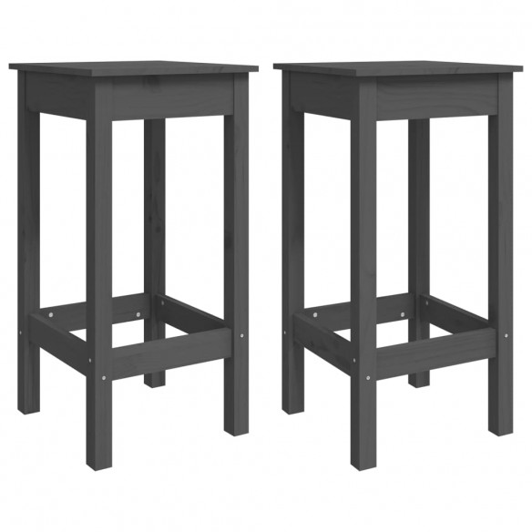 Chaises de bar lot de 2 gris 40x40x78 cm bois de pin solide
