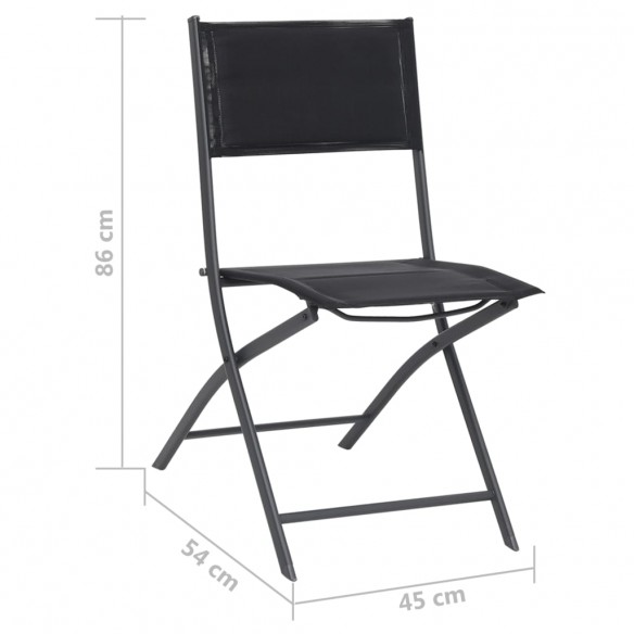 Chaises de jardin pliables 4 pcs Acier et textilène