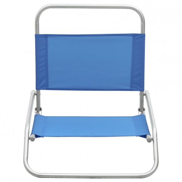 Chaises de plage pliables 2 pcs Bleu Tissu