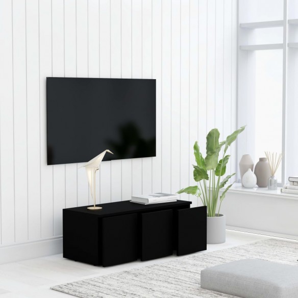Meuble TV Noir 80x34x30 cm Aggloméré