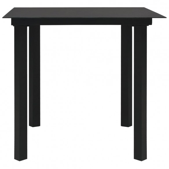 Table à dîner de jardin Noir 80x80x74 cm Acier et verre