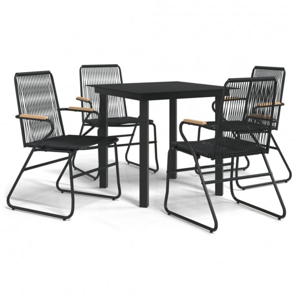 Ensemble à manger de jardin 5 pcs Noir Rotin PVC