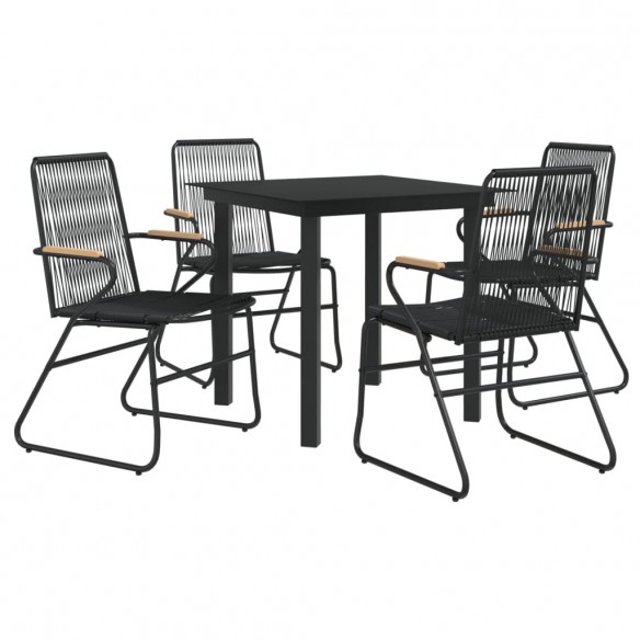 Ensemble à manger de jardin 5 pcs Noir Rotin PVC