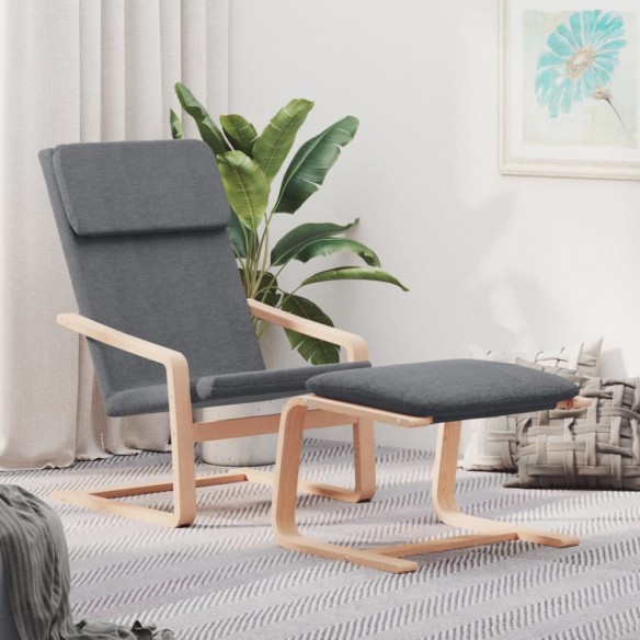 Chaise de relaxation avec repose-pied Gris foncé Tissu