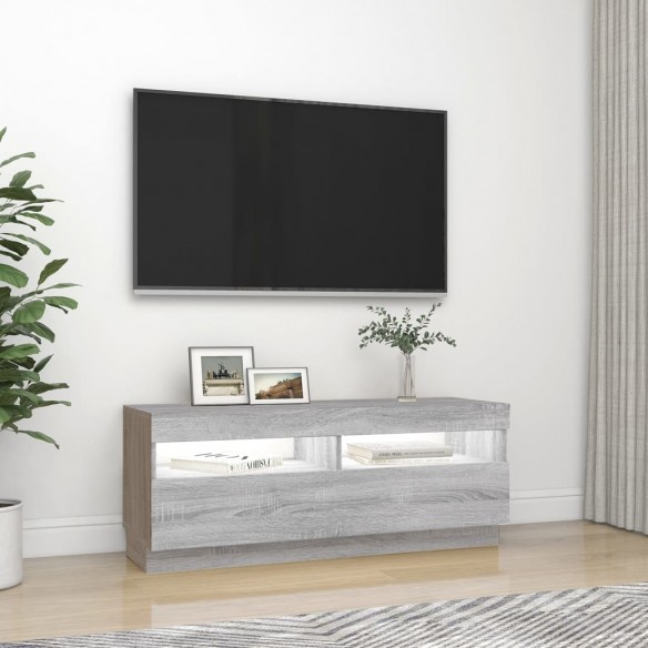 Meuble TV avec lumières LED sonoma gris 100x35x40 cm