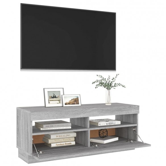 Meuble TV avec lumières LED sonoma gris 100x35x40 cm