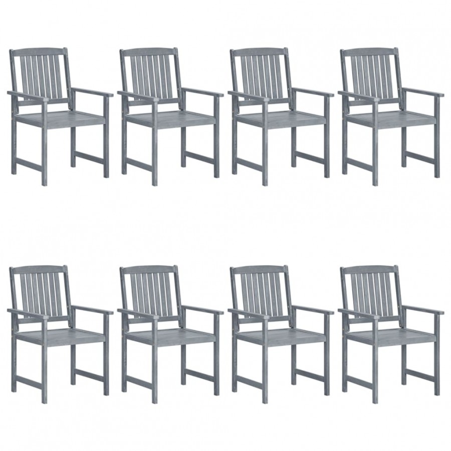 Chaises de jardin 8 pcs Bois massif d'acacia Gris