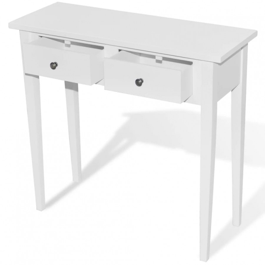 Table de console et coiffeuse avec 2 tiroirs Blanc Table de console et coiffeuse avec 2 tiroirs Blanc