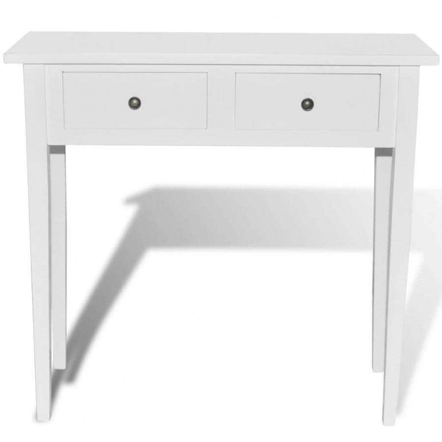 Table de console et coiffeuse avec 2 tiroirs Blanc Table de console et coiffeuse avec 2 tiroirs Blanc