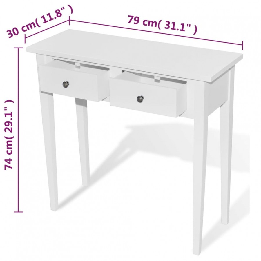 Table de console et coiffeuse avec 2 tiroirs Blanc Table de console et coiffeuse avec 2 tiroirs Blanc