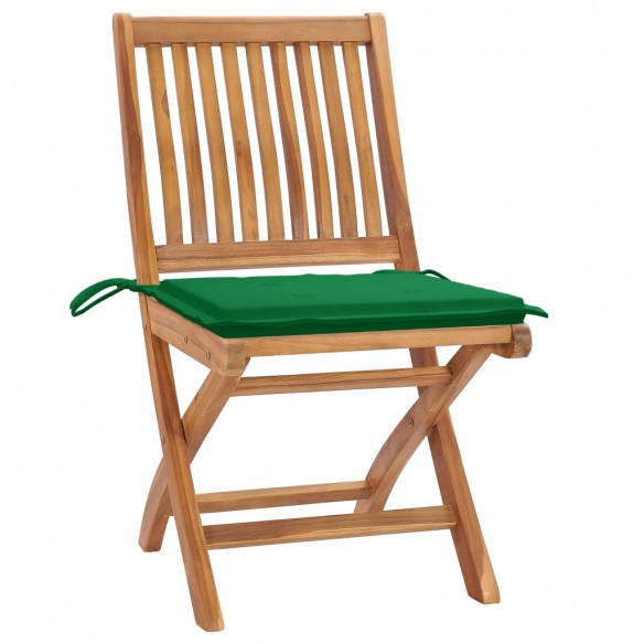 Chaises pliables de jardin avec coussins 6 pcs Bois de teck