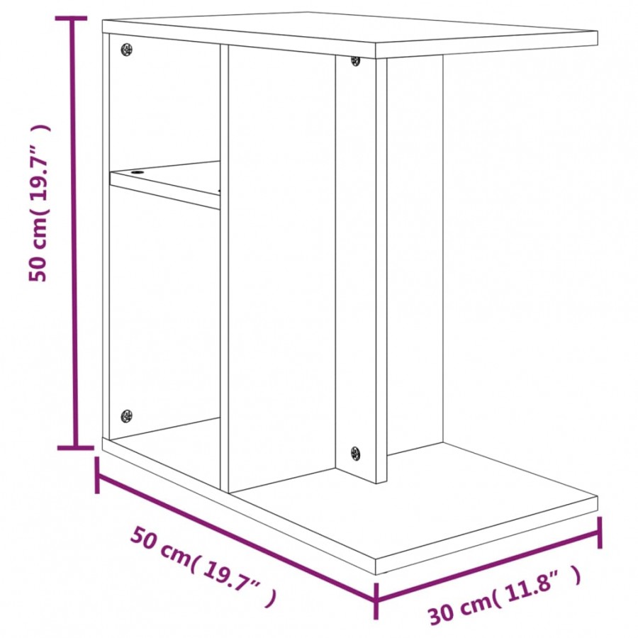 Table d'appoint Sonoma gris 50x30x50 cm 