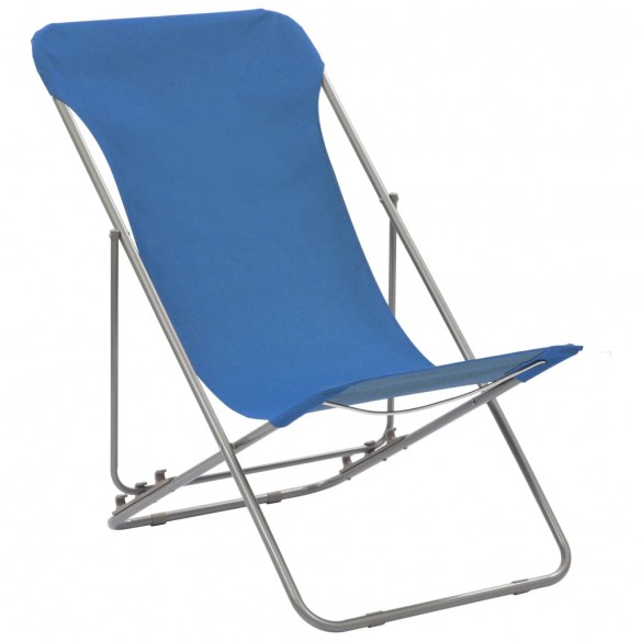 Chaises de plage pliables 2 pcs Acier et tissu oxford Bleu