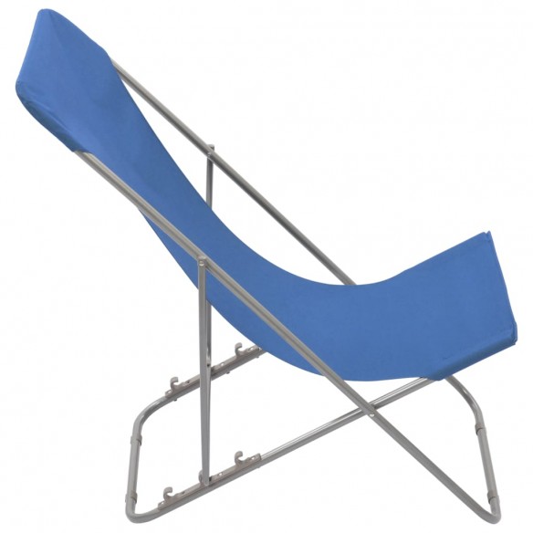 Chaises de plage pliables 2 pcs Acier et tissu oxford Bleu