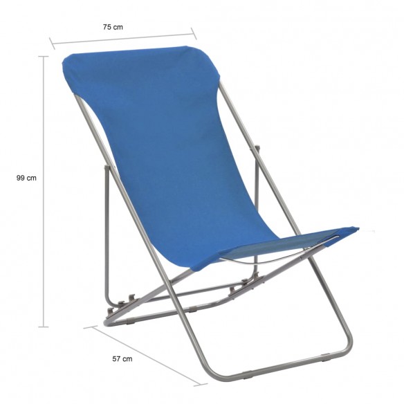 Chaises de plage pliables 2 pcs Acier et tissu oxford Bleu