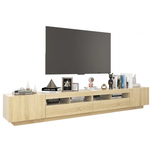 Meuble TV avec lumières LED Chêne sonoma 260x35x40 cm