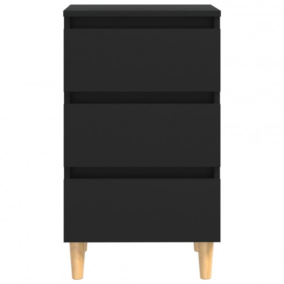 Tables de chevet avec pieds en bois 2 pcs Noir 40x35x69 cm
