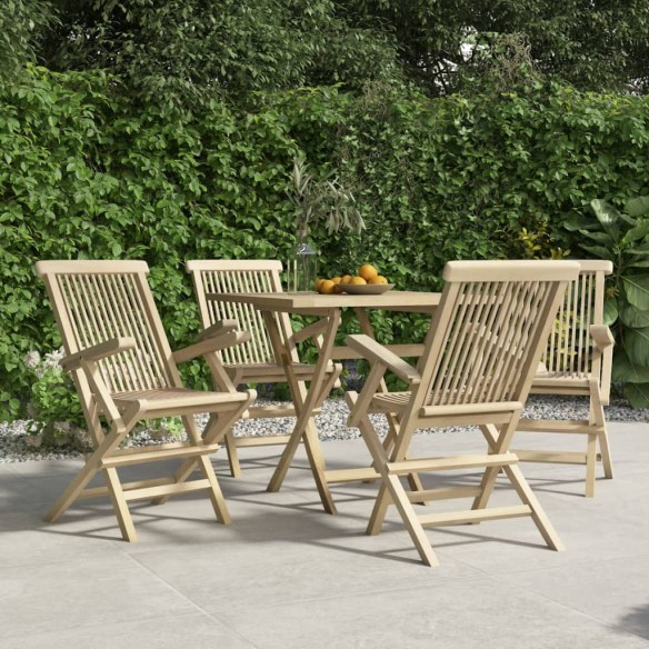 Chaises de jardin pliantes 4 pcs gris 56x61x89 cm bois de teck