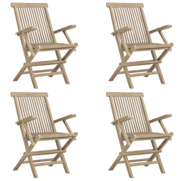 Chaises de jardin pliantes 4 pcs gris 56x61x89 cm bois de teck