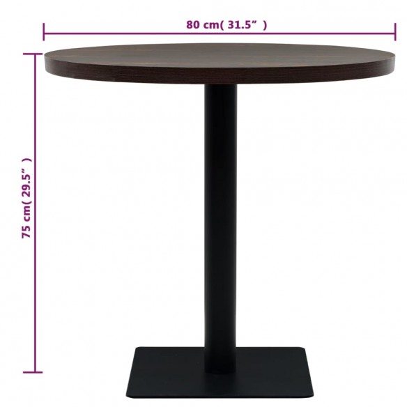 Table de bistro MDF et acier Rond 80 x 75 cm Frêne foncé