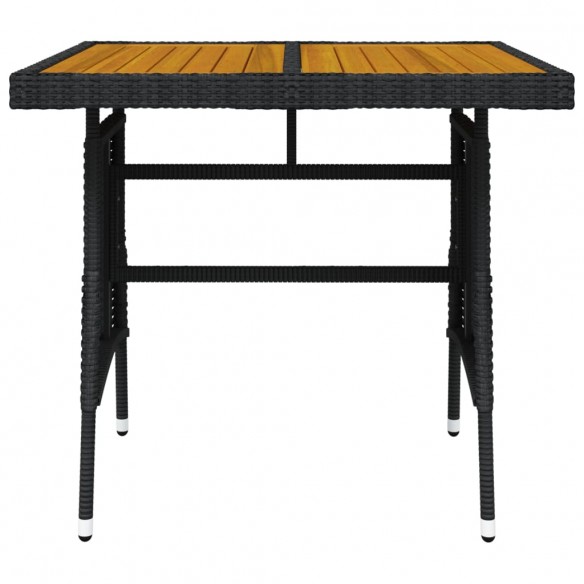 Table de jardin Noir 70x70x72 cm Résine tressée et acacia