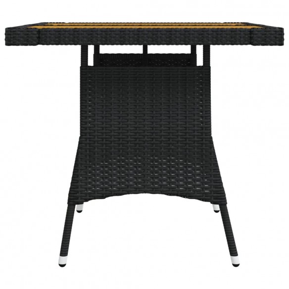 Table de jardin Noir 70x70x72 cm Résine tressée et acacia