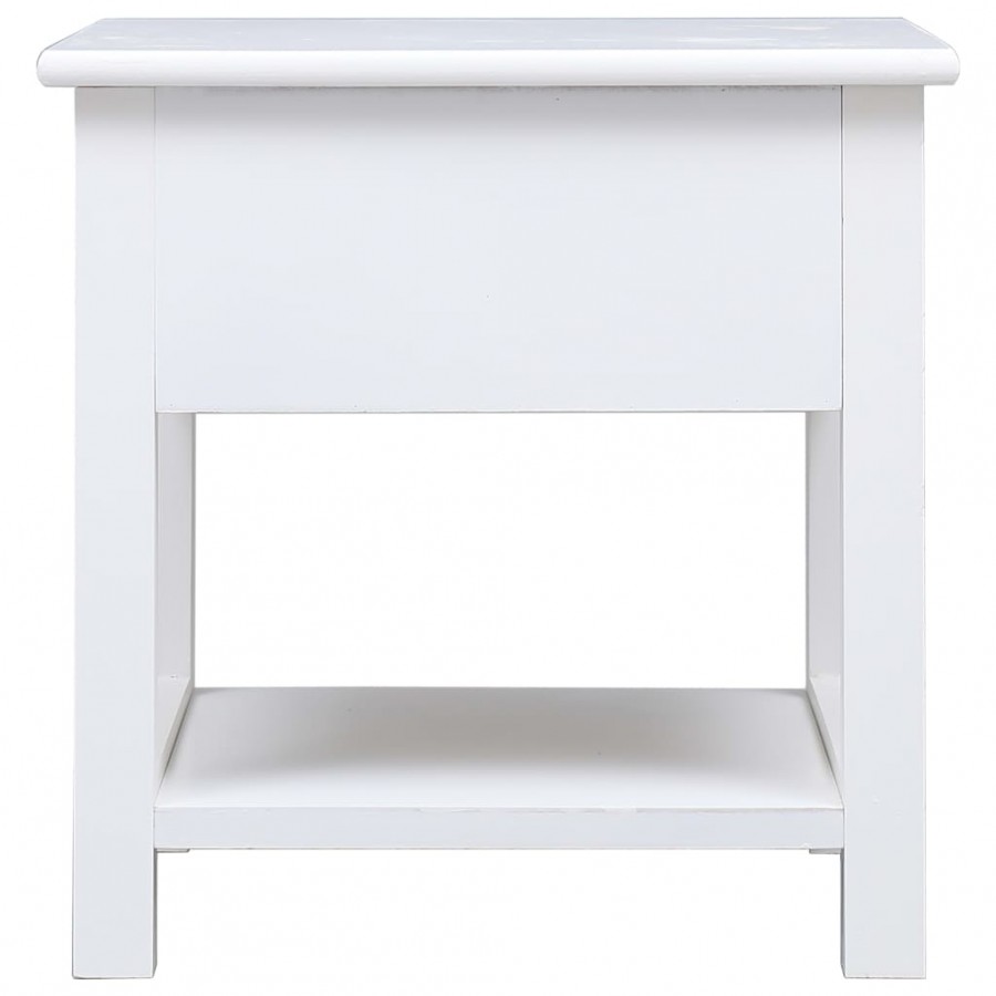 Table d'appoint Blanc 40x40x40 cm Bois de Paulownia