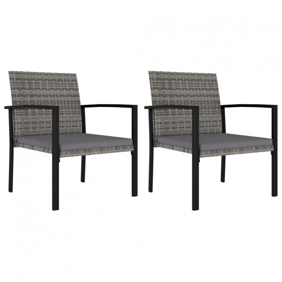 Chaises de salle à manger de jardin 2 pcs Résine tressée Gris