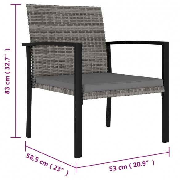 Chaises de salle à manger de jardin 2 pcs Résine tressée Gris