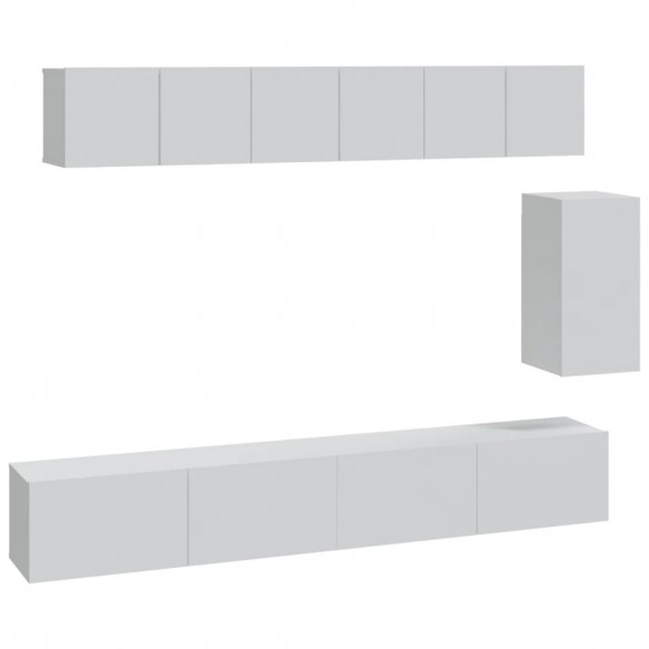 Ensemble de meubles TV 6 pcs Blanc Bois d'ingénierie