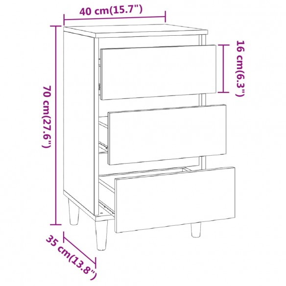 Table de chevet gris béton 40x35x70 cm bois d'ingénierie