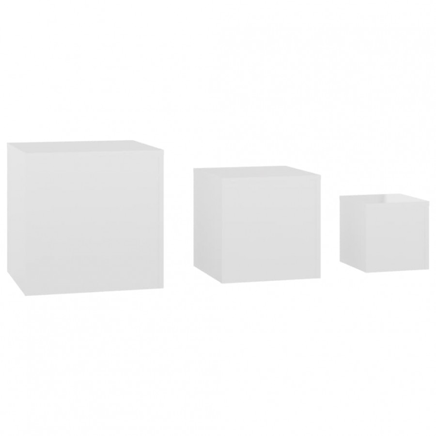 Tables d'appoint 3 pcs Blanc brillant Aggloméré