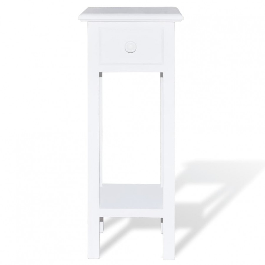 Table d'appoint avec tiroir Blanc
