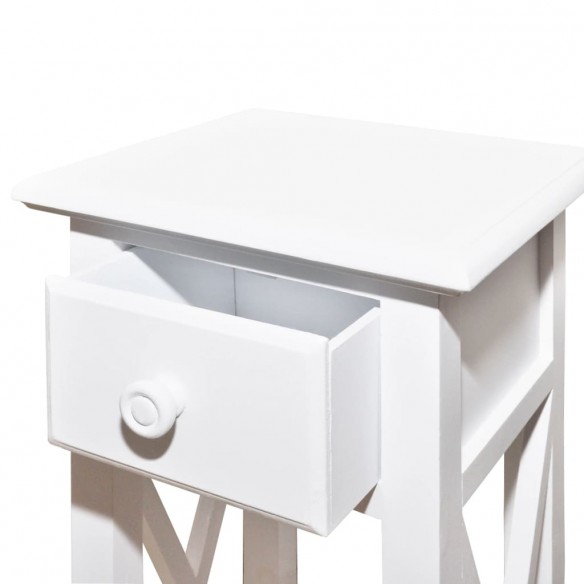 Table d'appoint avec tiroir Blanc