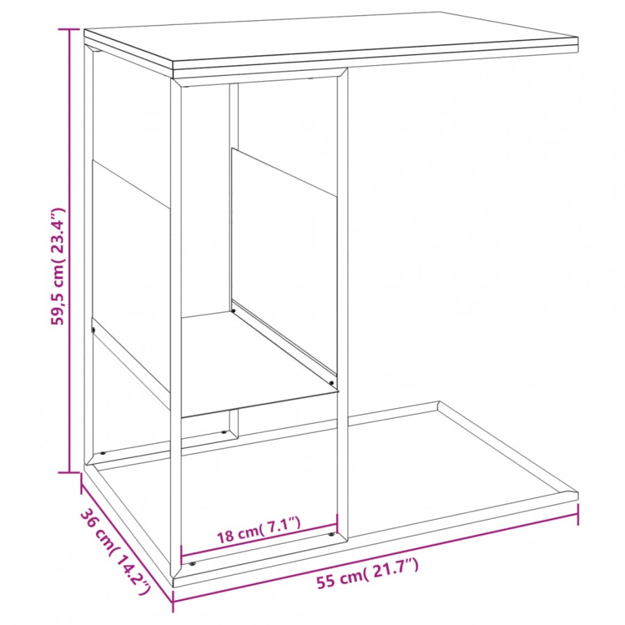 Table d'appoint Noir 55x36x59,5 cm 