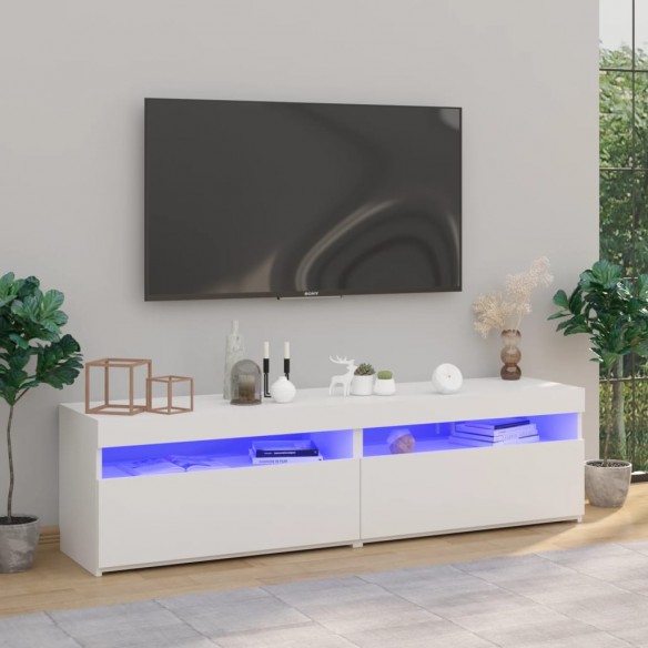 Meubles TV 2 pcs avec lumières LED Blanc 75x35x40 cm