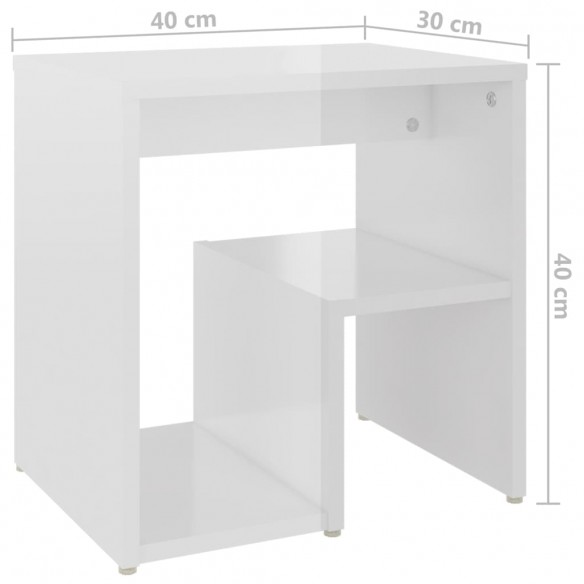 Tables de chevet 2 pcs Blanc brillant 40x30x40 cm Aggloméré