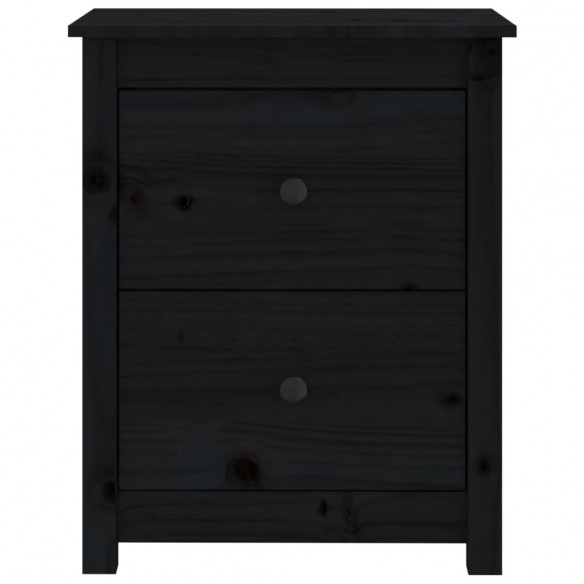 Table de chevet Noir 50x35x61,5 cm Bois de pin massif