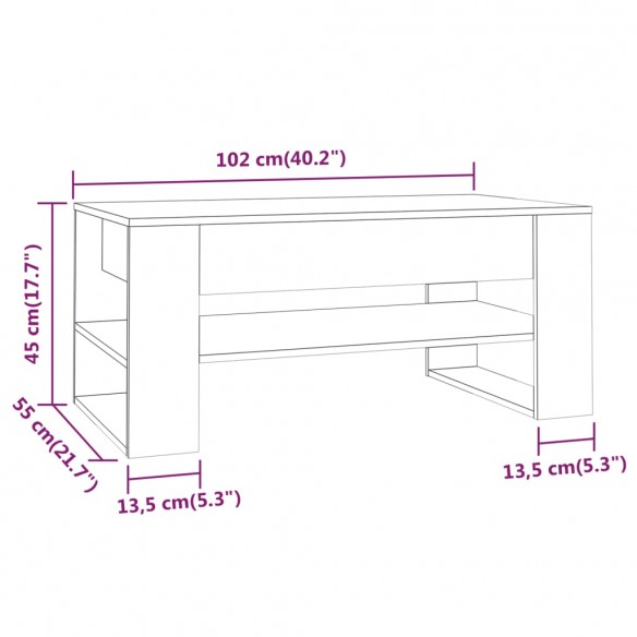 Table basse Chêne sonoma 102x55x45 cm Bois d'ingénierie