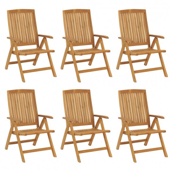Chaises de jardin inclinables et coussins lot de 6 bois teck