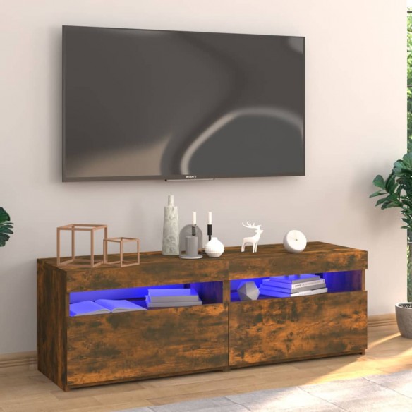 Meuble TV avec lumières LED chêne fumé 120x35x40 cm