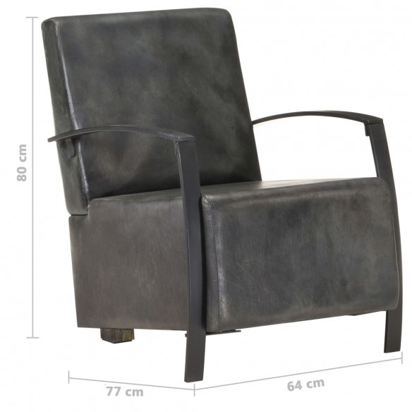 Fauteuil Gris Cuir véritable