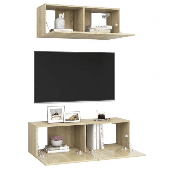 Ensemble de meuble TV 2 pcs Chêne sonoma Aggloméré