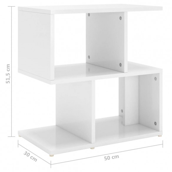 Table de chevet Blanc brillant 50x30x51,5 cm Aggloméré