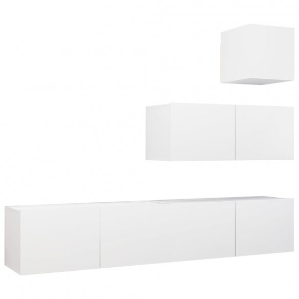 Ensemble de meuble TV 4 pcs Blanc Aggloméré